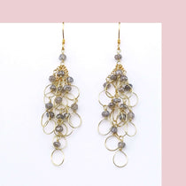 Graceful Loops: Labradorite Gold Chain Earrings