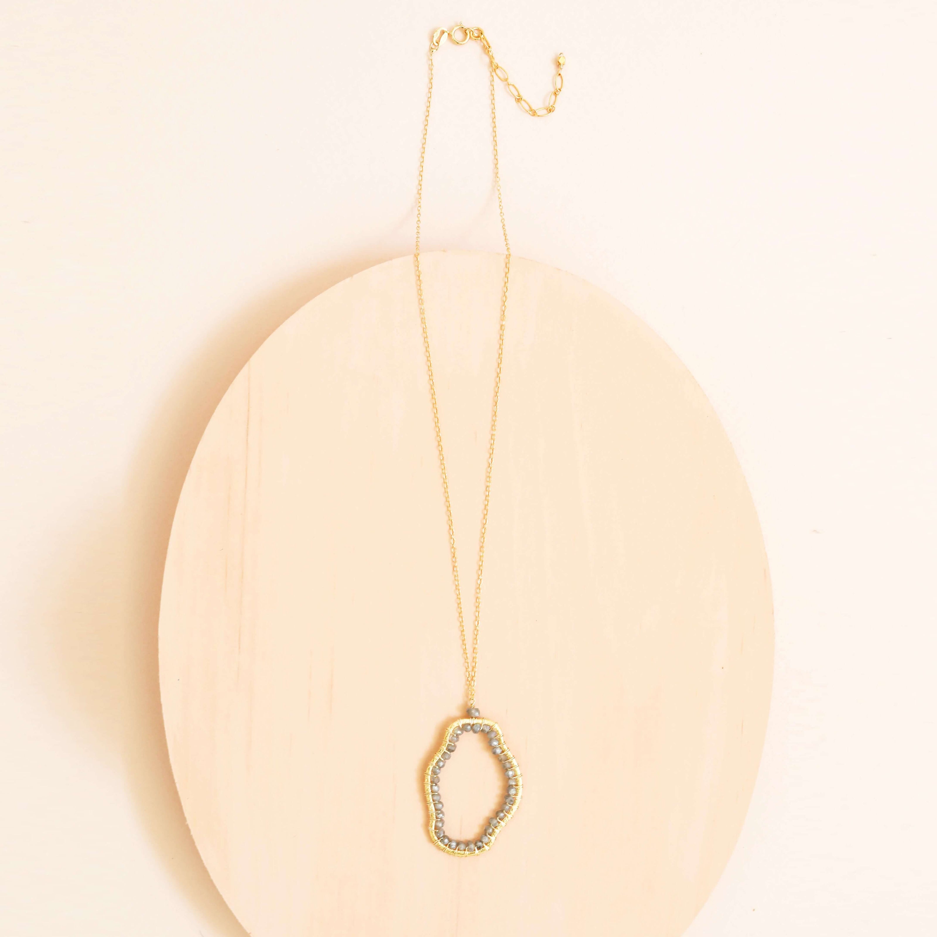 Artisan Crafted: Labradorite Gemstone Gold Pendant.