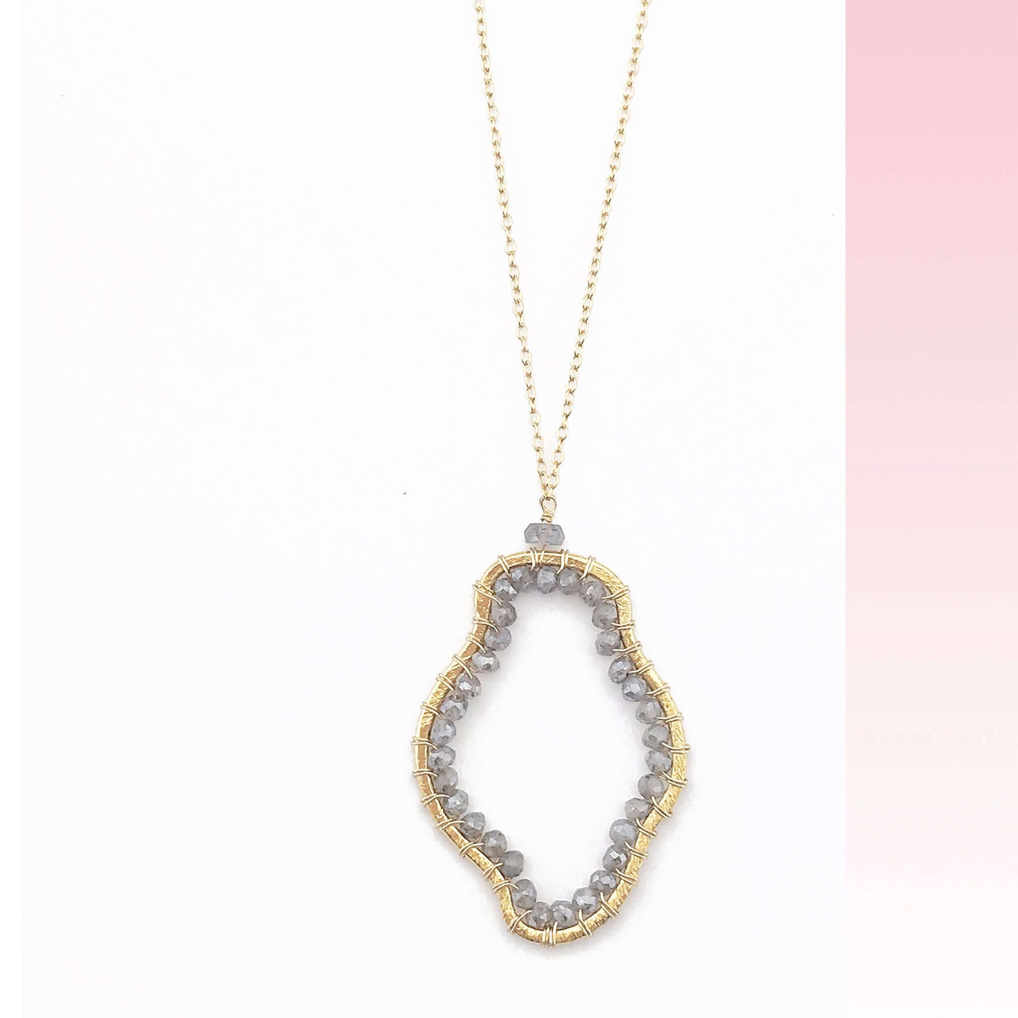 Artisan Crafted: Labradorite Gemstone Gold Pendant.
