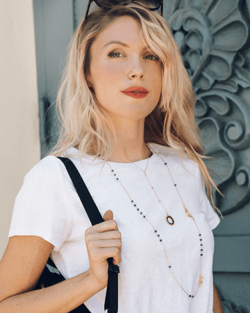 Long Gold Gemstone Layering Chain Necklace