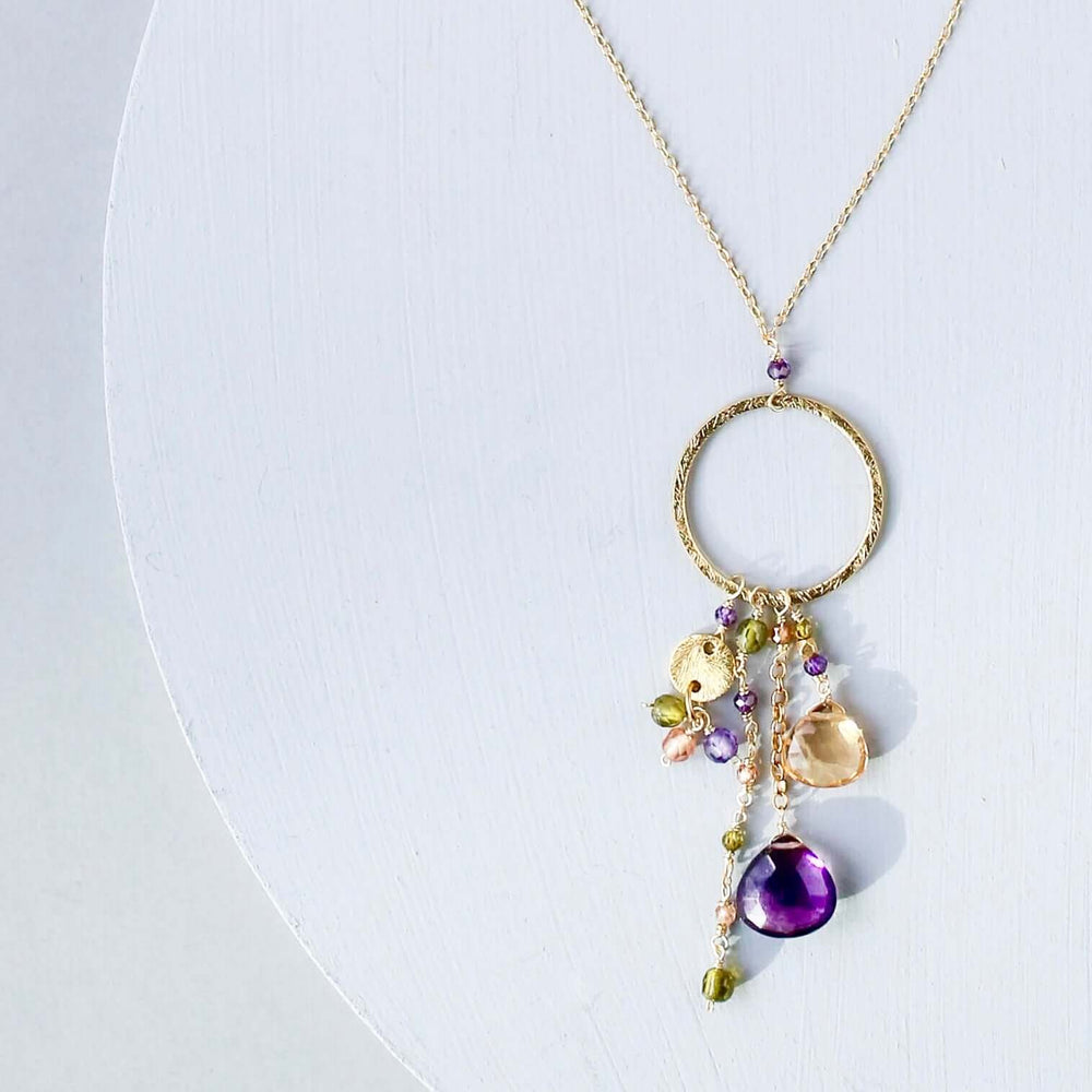 Purple Amethyst and Citrine Necklace
