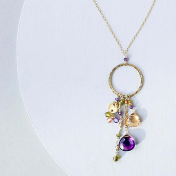 Purple Amethyst and Citrine Necklace