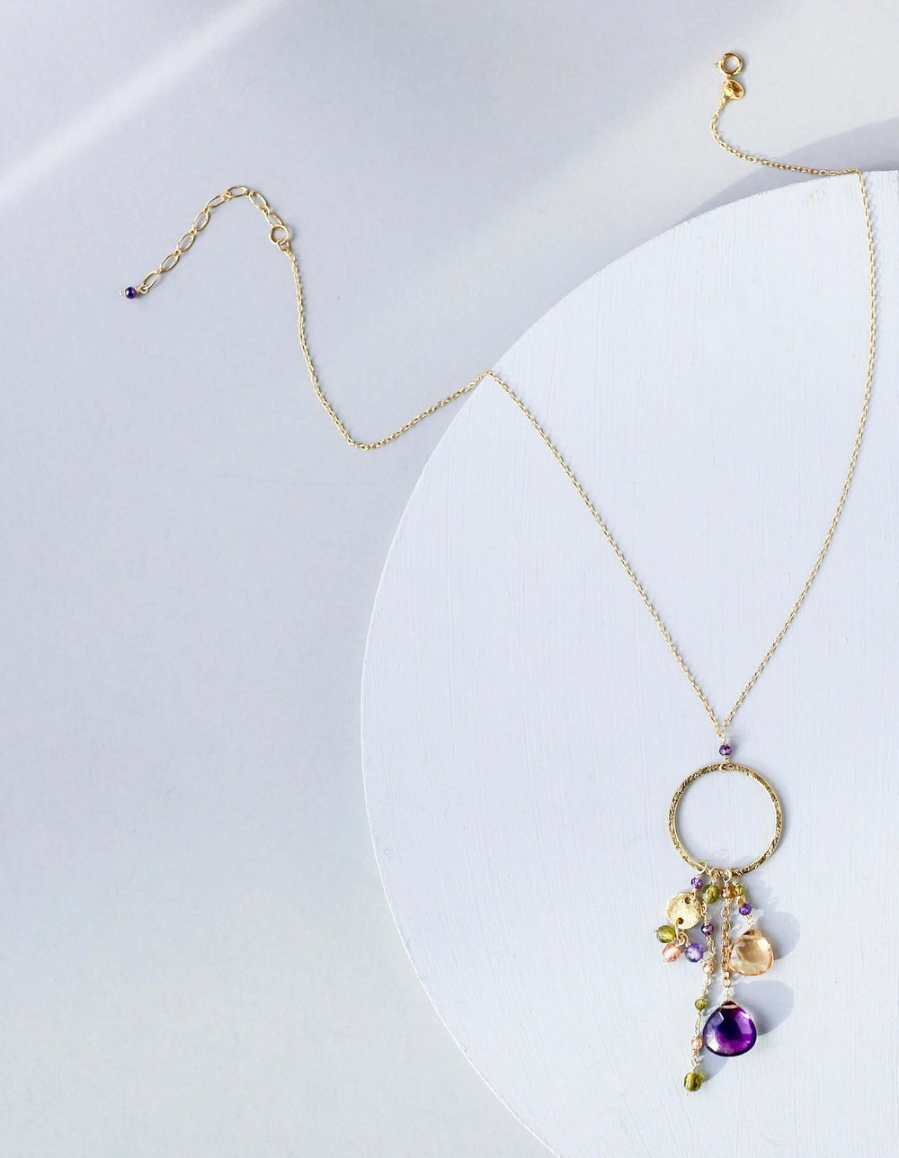 Purple Amethyst and Citrine Necklace