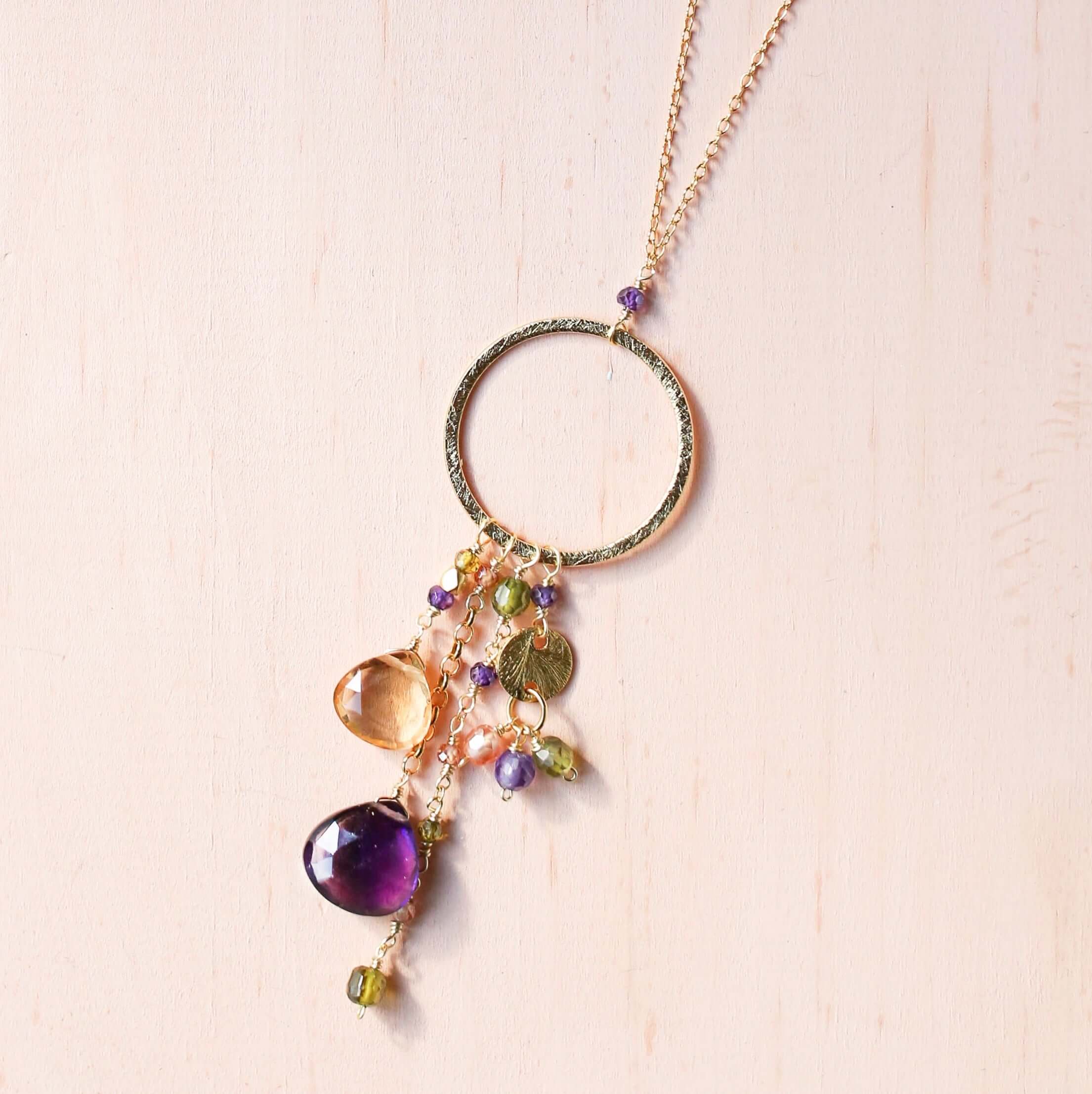 Purple Amethyst and Citrine Necklace