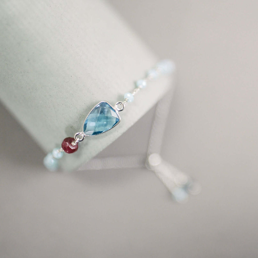 Versatile London Blue Quartz Stone Rhodium Plated Bracelet