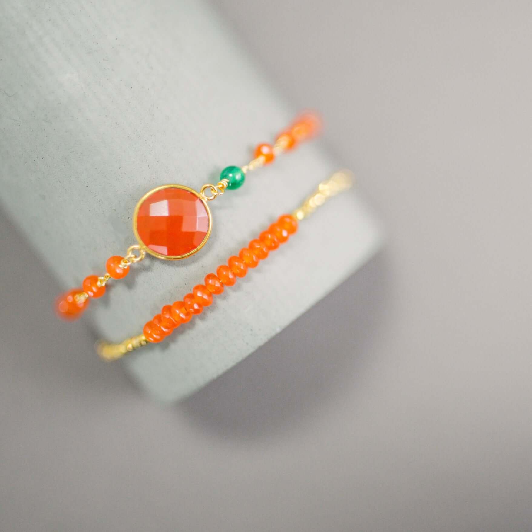 Bold Orange Carnelian Stacking Bracelet Set - A Burst of Courage, Energy, and Joy
