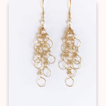 Handmade Freshwater Pearls Gold Chain Loop Earrings