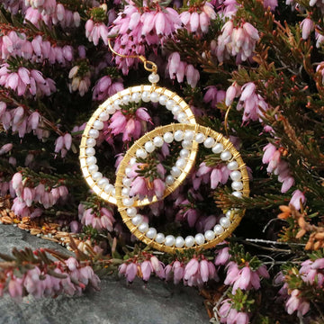 Freshwater Pearl  Classic Hoop Gold Earrings