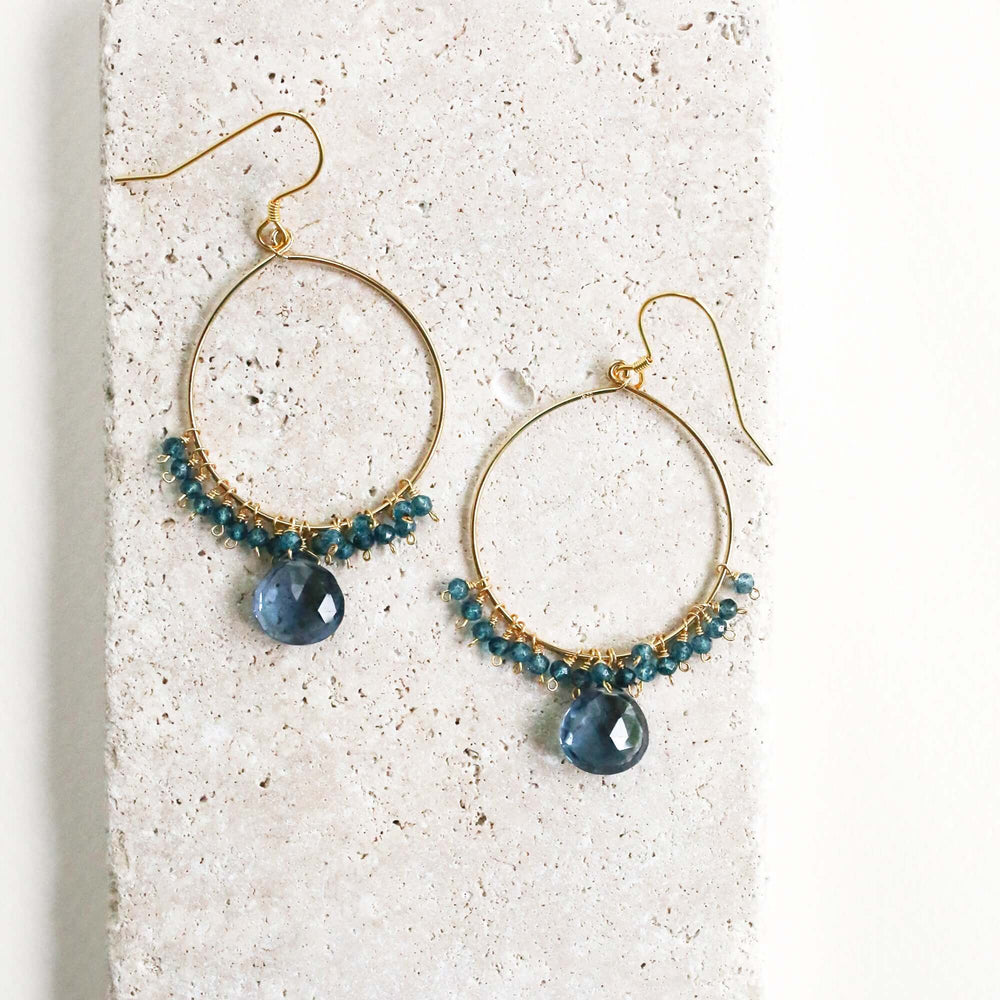 2.5-Inch Iolite Swing Earrings in Gold Plated Silver
