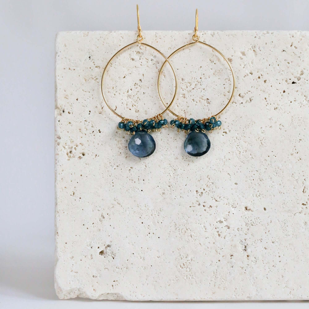 2.5-Inch Iolite Swing Earrings in Gold Plated Silver