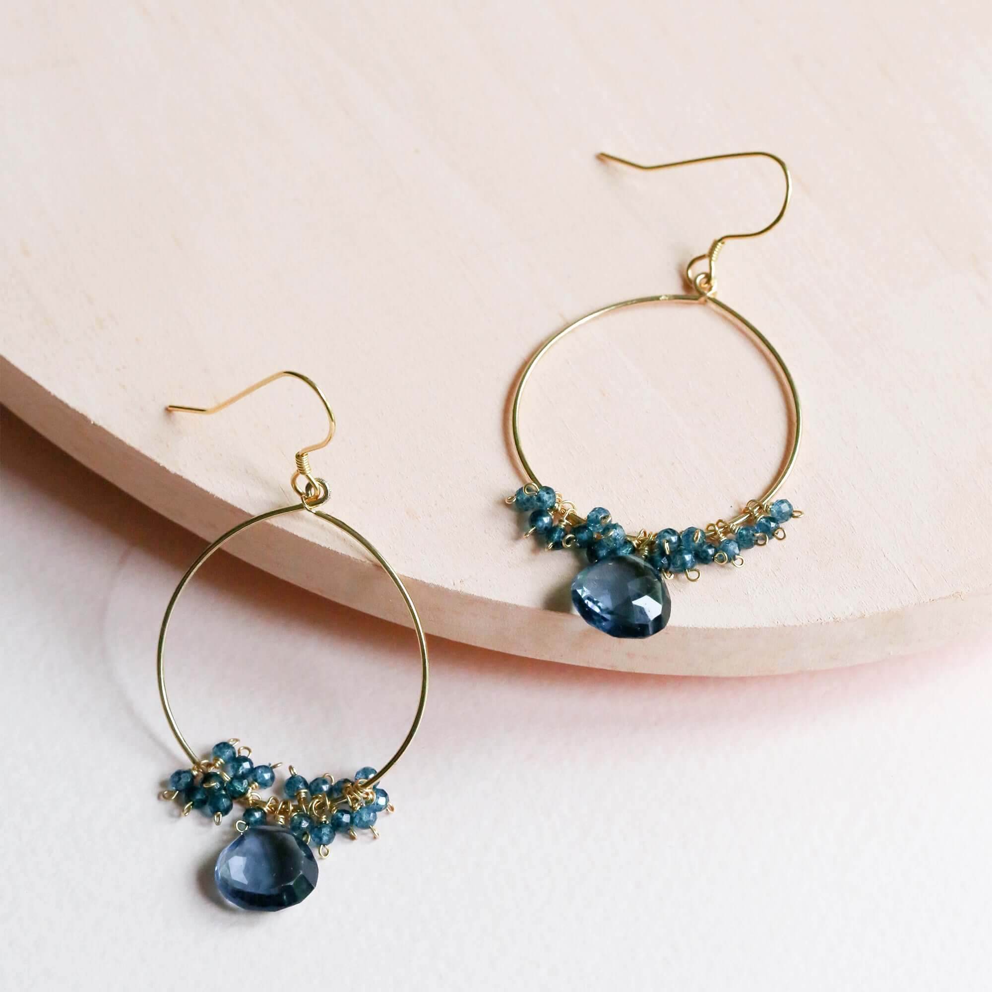 2.5-Inch Iolite Swing Earrings in Gold Plated Silver
