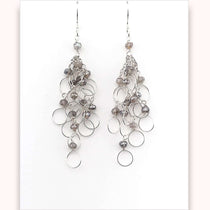 Handmade Labradorite Silver Chain Loop Earrings