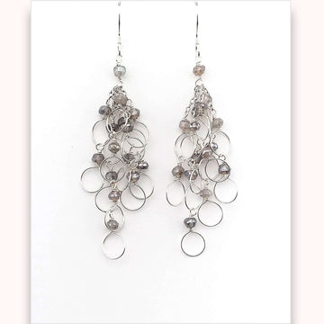 Handmade Labradorite Silver Chain Loop Earrings