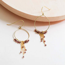 Lightweight Hoop Earrings Dangle with Radiant Garnet Gemstone Accents