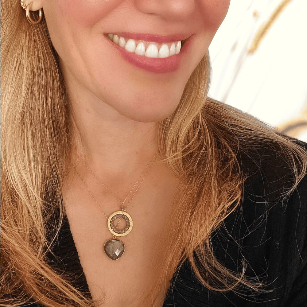 Labradorite Bezel-Set Gemstone Gold Necklace