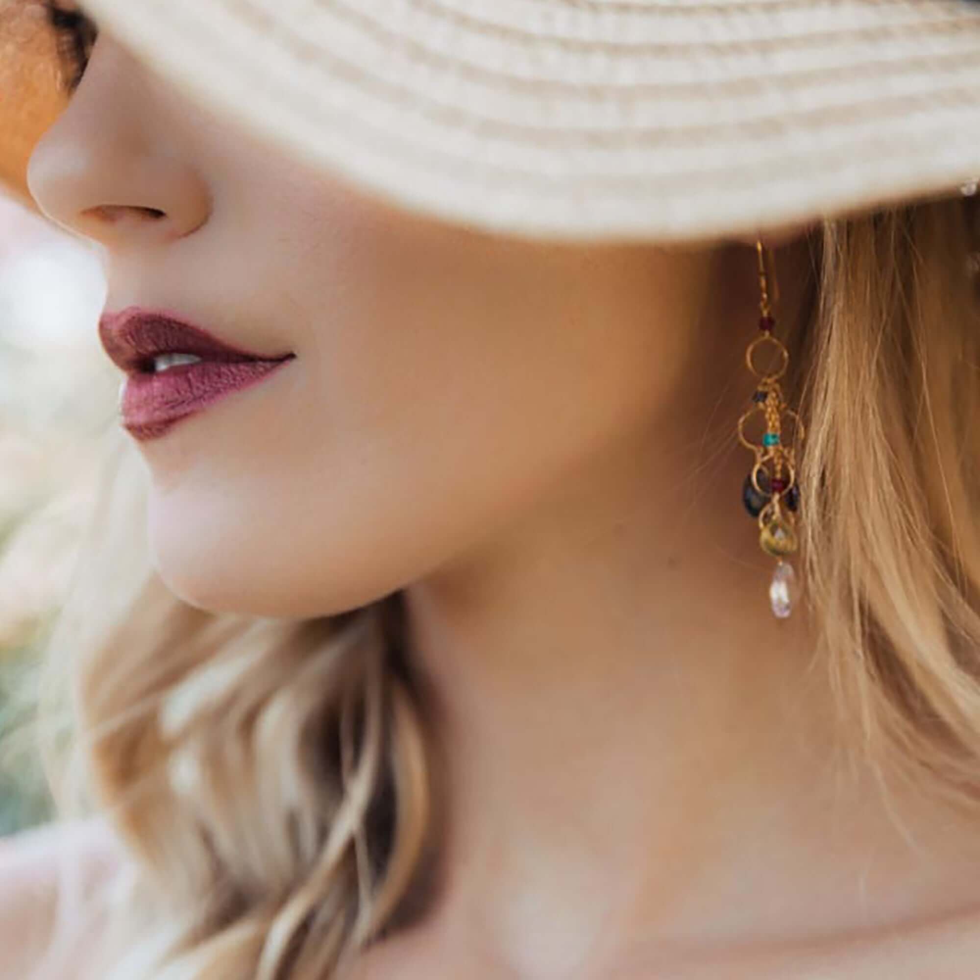 Colorful gemstone chandelier earrings