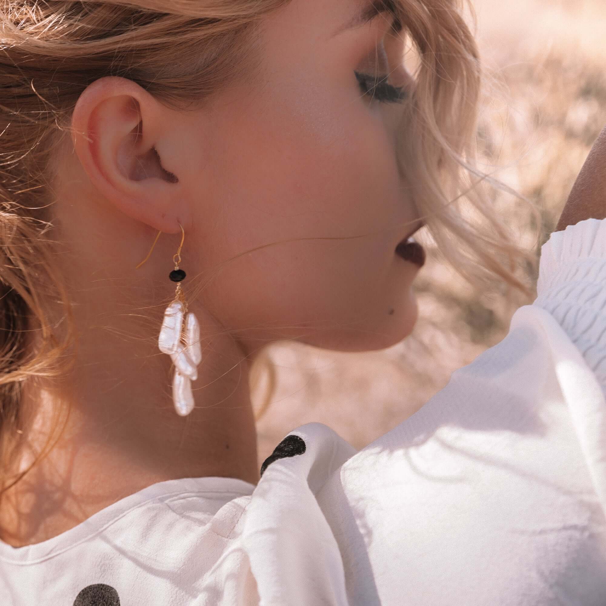 White Stick Pearl Earrings
