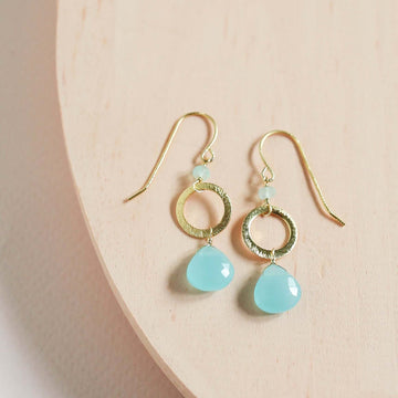 Blue Chalcedony Gold Earrings