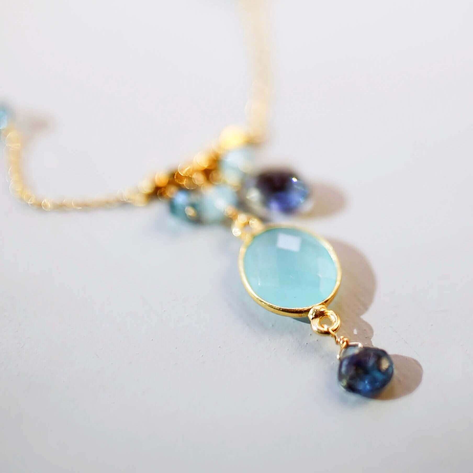 Blue Chalcedony Gemstone Pendant Necklace