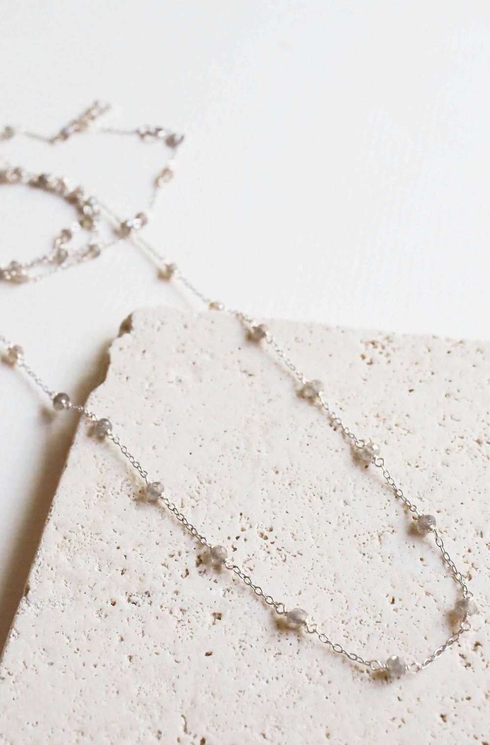 Long Labradorite Silver Layering Chain