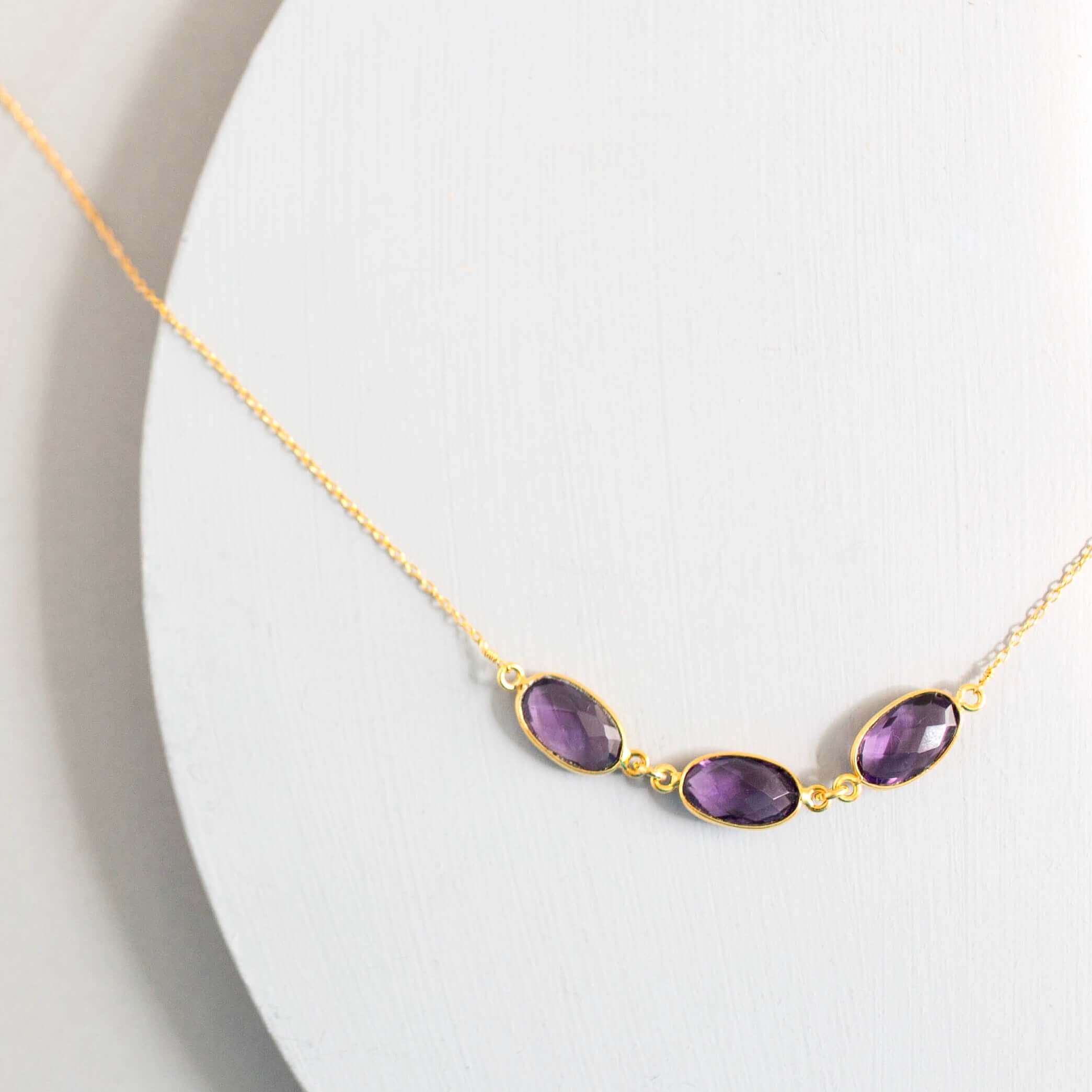 Purple Amethyst Gold Necklace