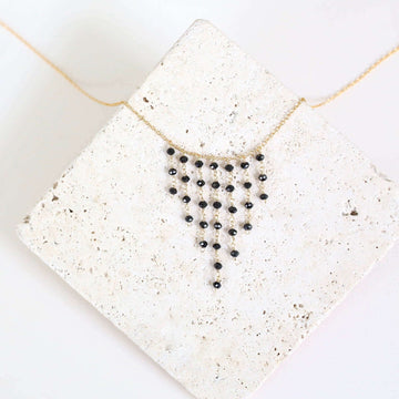 Black Spinel Gemstone Fringe Necklace
