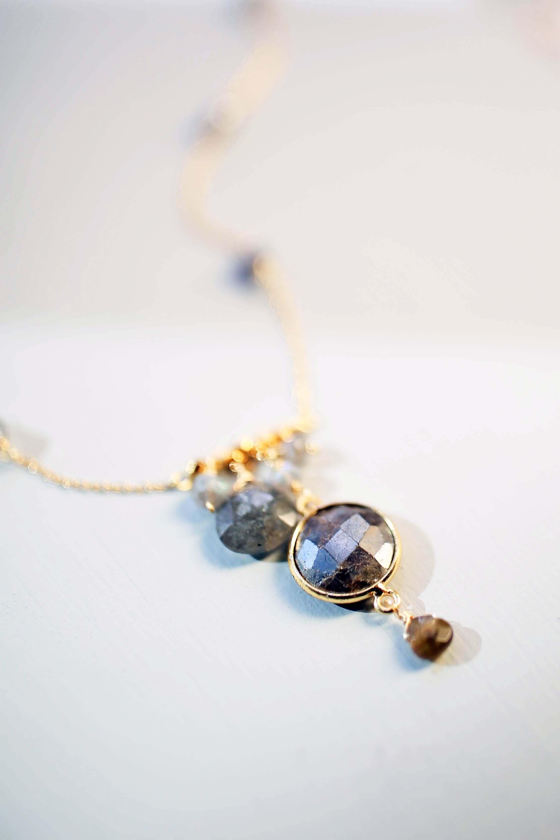 Labradorite Gold Gemstone Necklace