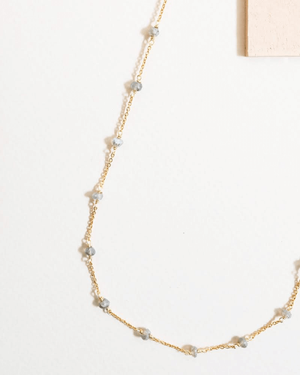 Long Labradorite Gold Neckalce