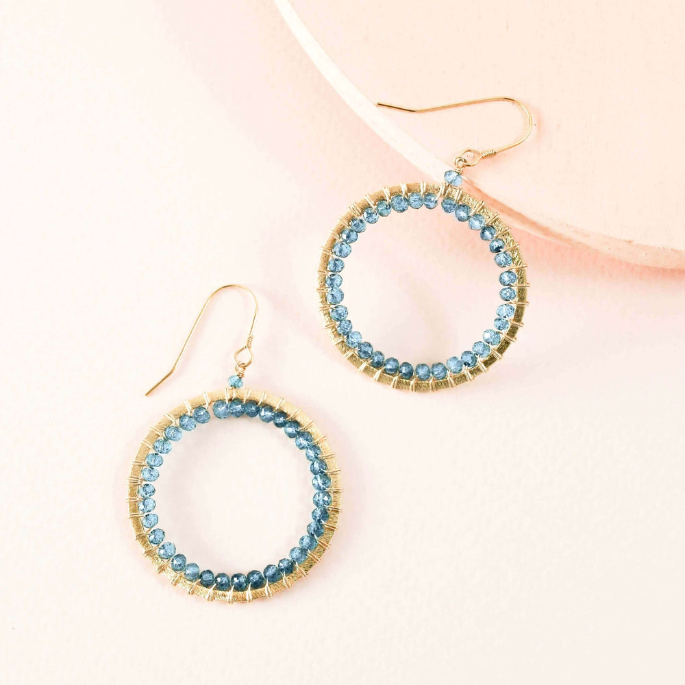 Tarnish-Resistant Gold Plating London Blue Quartz Gemstone Earrings