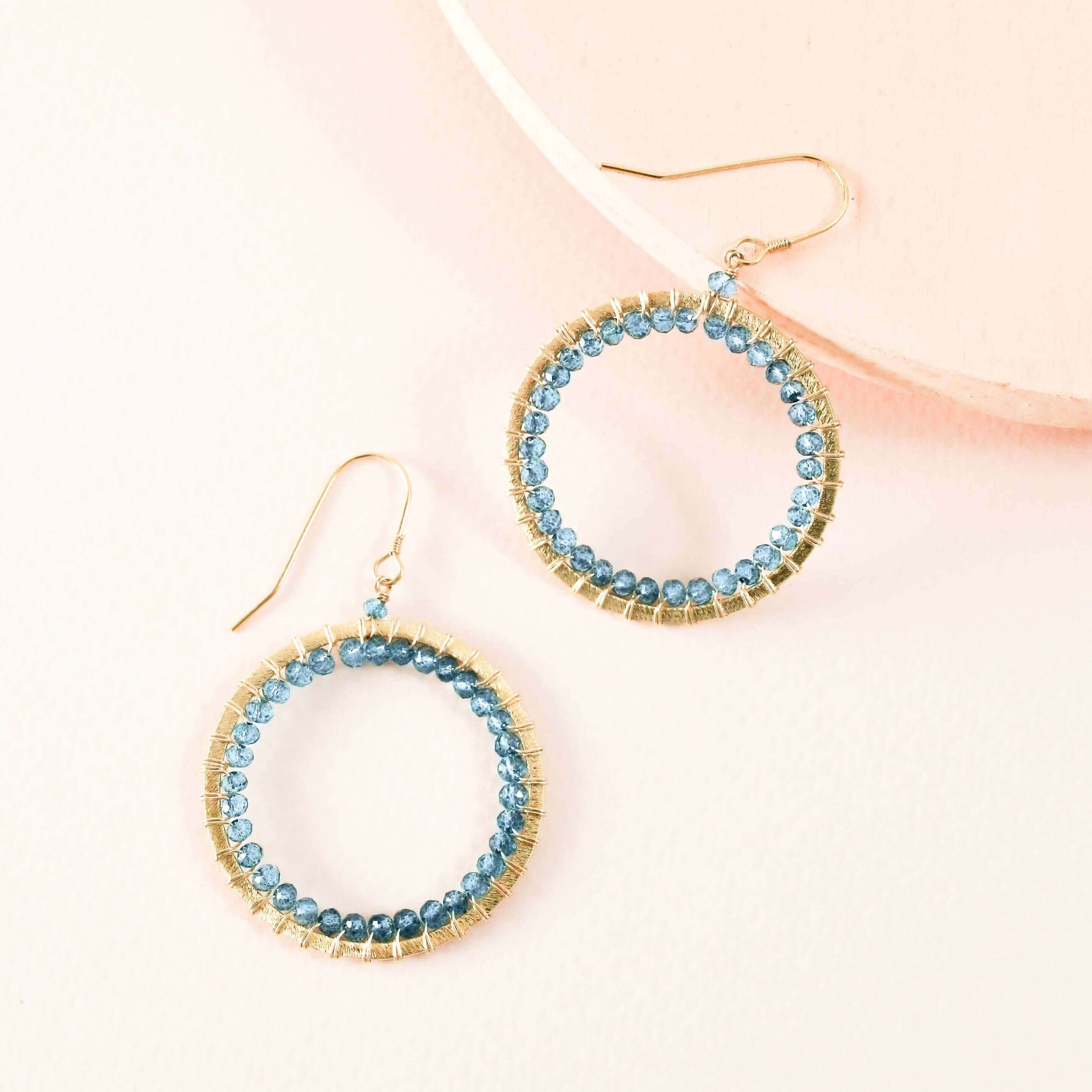 Tarnish-Resistant Gold Plating London Blue Quartz Gemstone Earrings