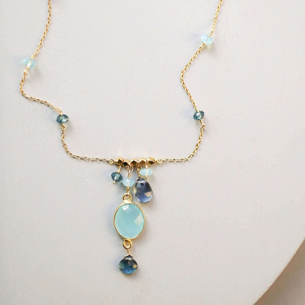 Blue Chalcedony Gold Necklace