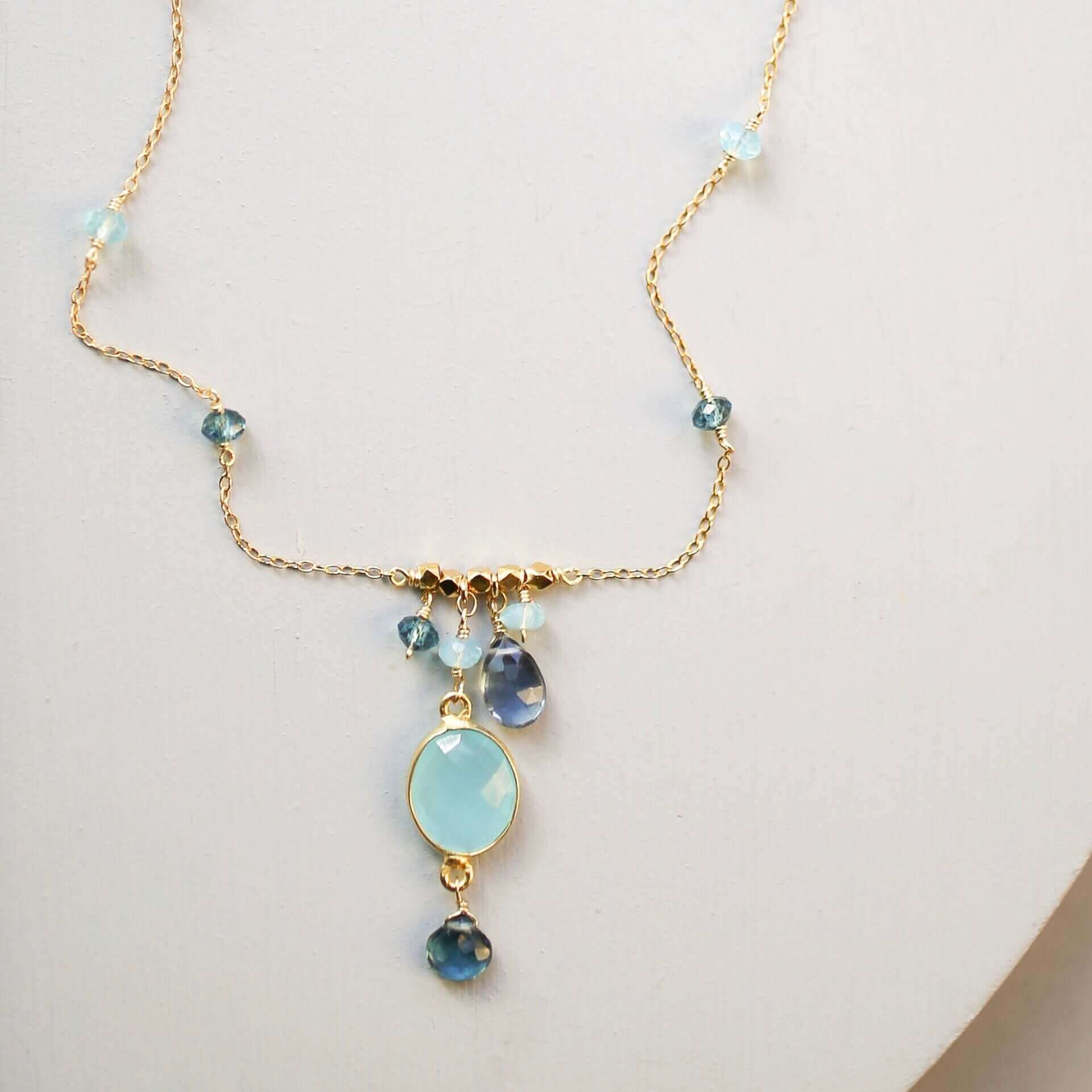 Blue Chalcedony Gold Necklace