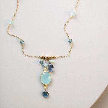 Blue Chalcedony Gold Necklace