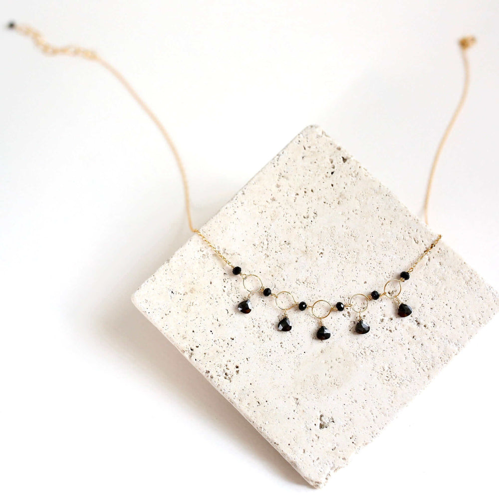 Black Spinel Gold Gemstone Necklace