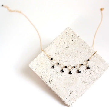 Black Spinel Gold Gemstone Necklace