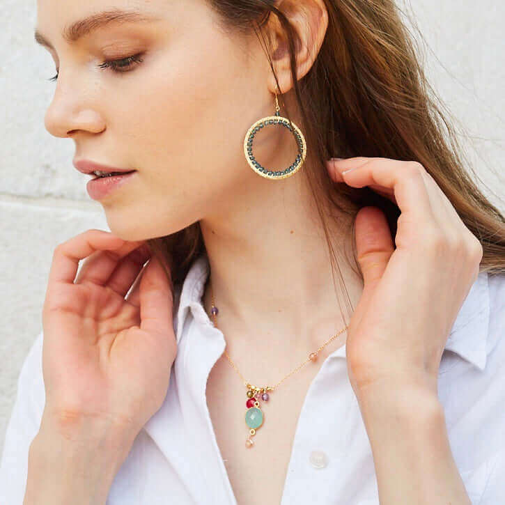 Tarnish-Resistant Gold Plating London Blue Quartz Gemstone Earrings