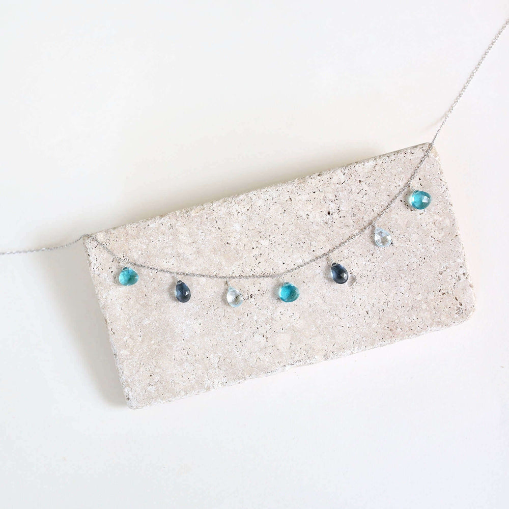 Aquamarine and Iolite Silver Gemstone Necklace