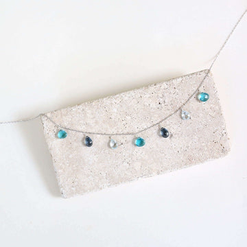 Aquamarine and Iolite Silver Gemstone Necklace