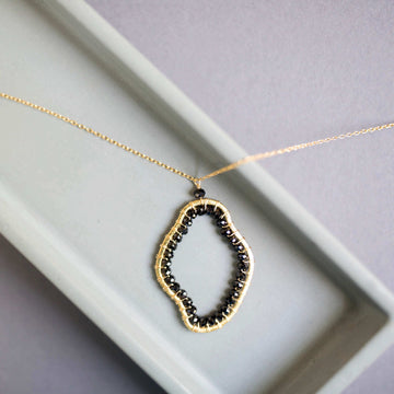 Black Spinel Gold Pendant Necklace