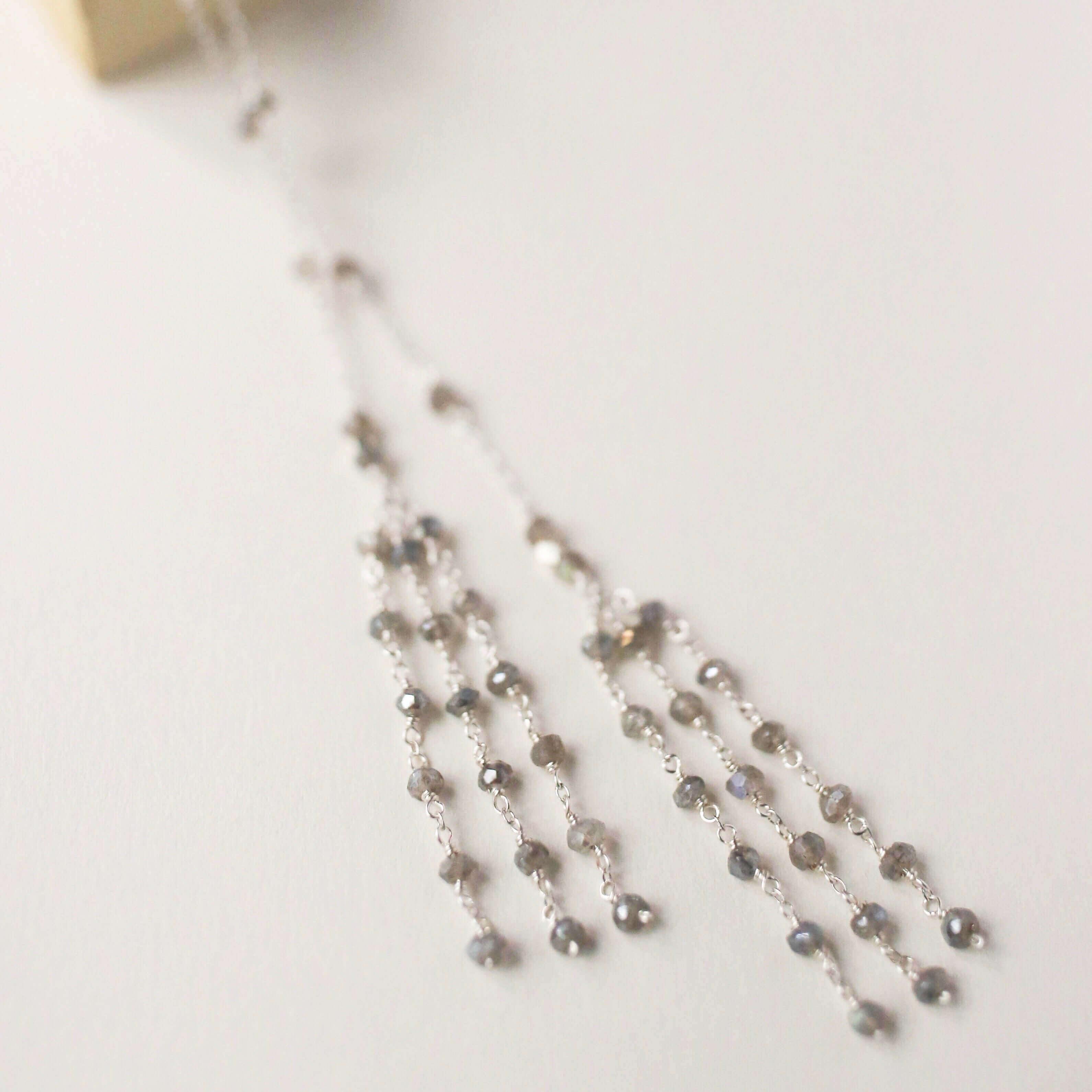 Silver Ballet Lariat Necklace in Labradorite