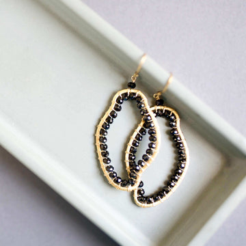 Black Spinel Gold Earrings