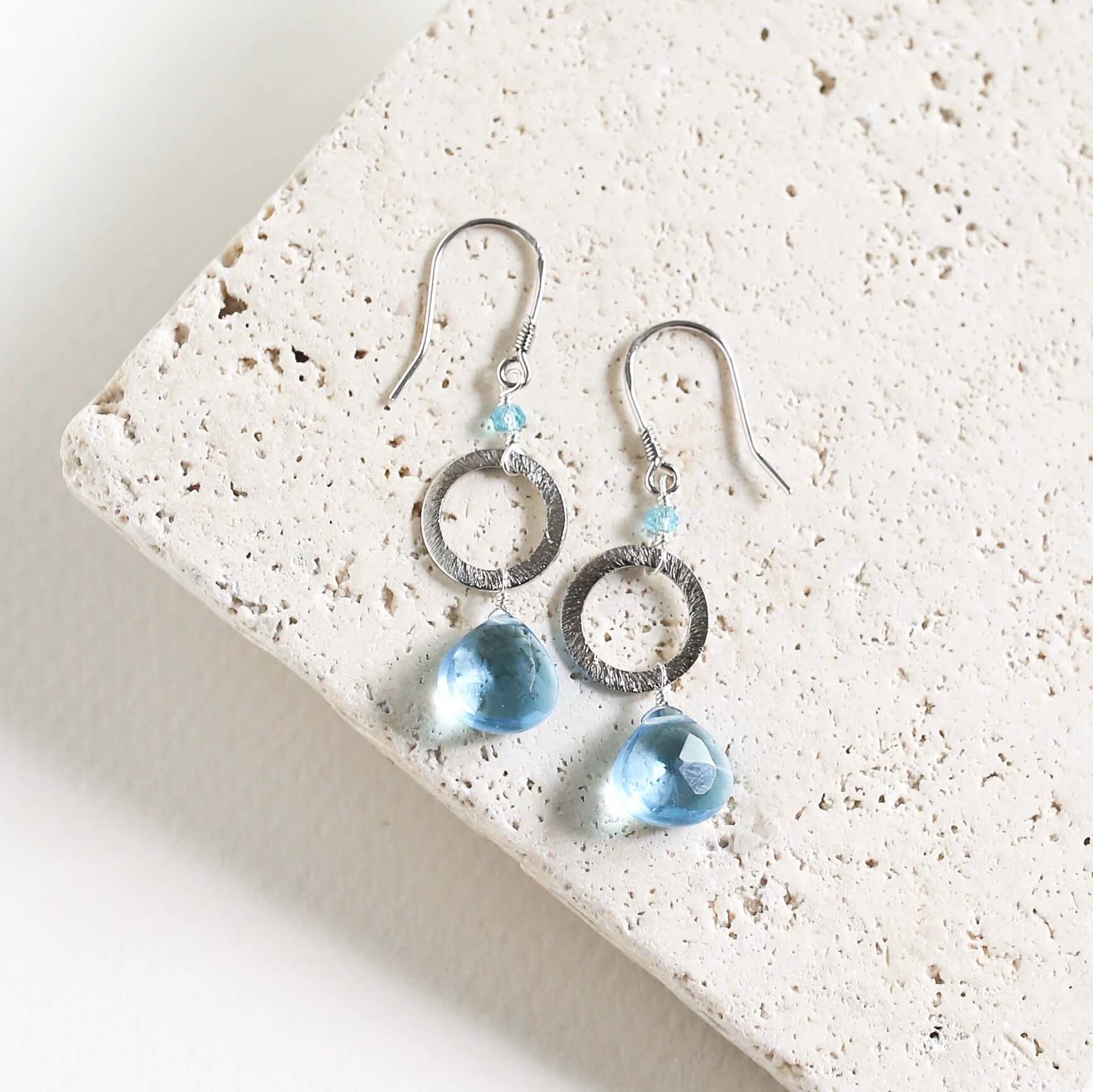 Aquamarine Quartz Silver Earrings for Women