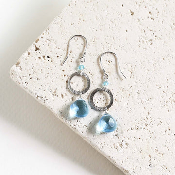 Aquamarine Quartz Silver Earrings for Women