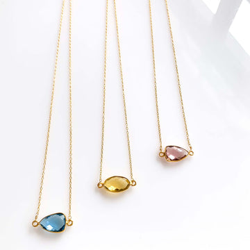 Minimalist Gold Necklaces with Bezel-Set Stones