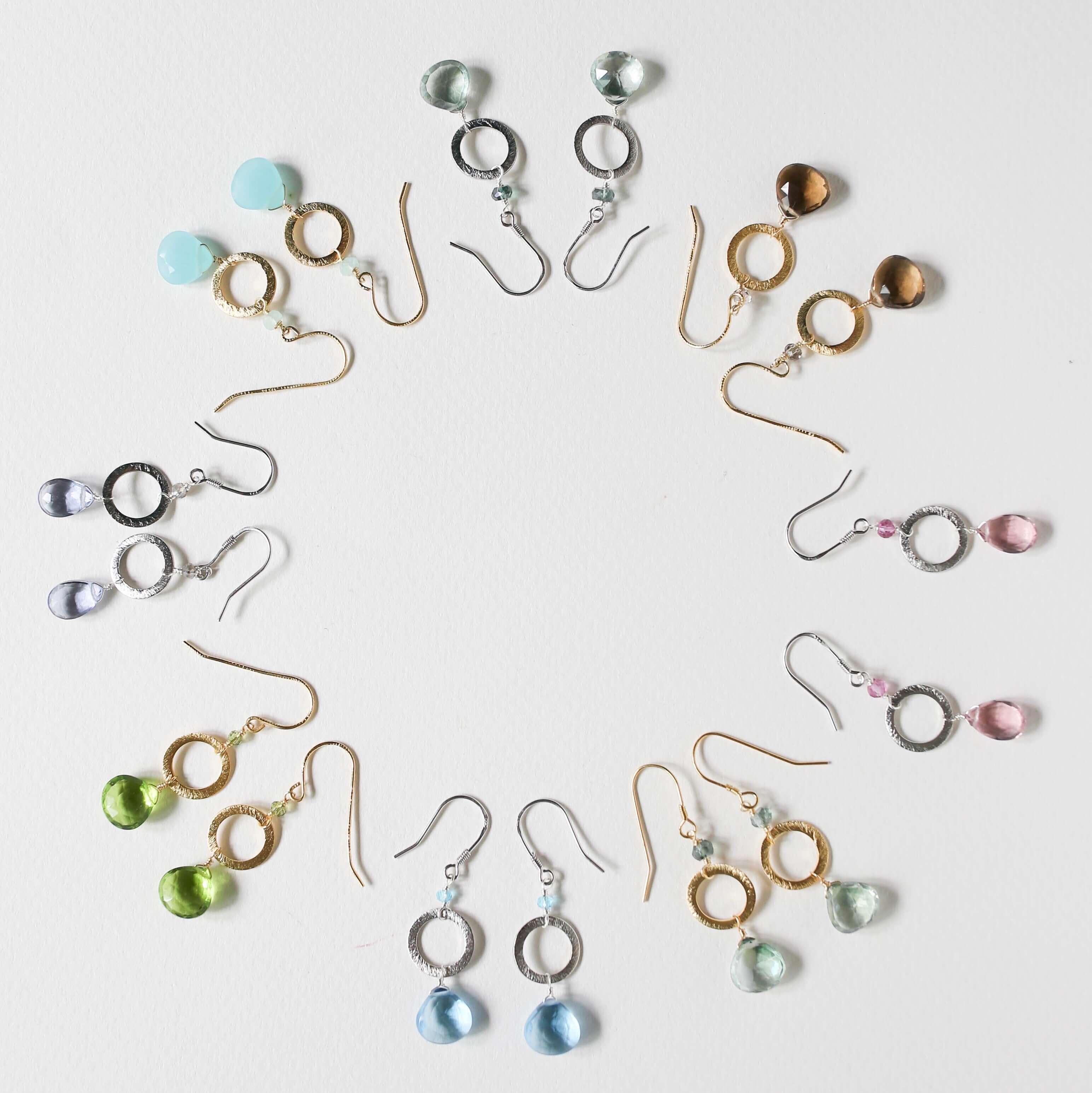 Colorful Gemstone Silver Earrings