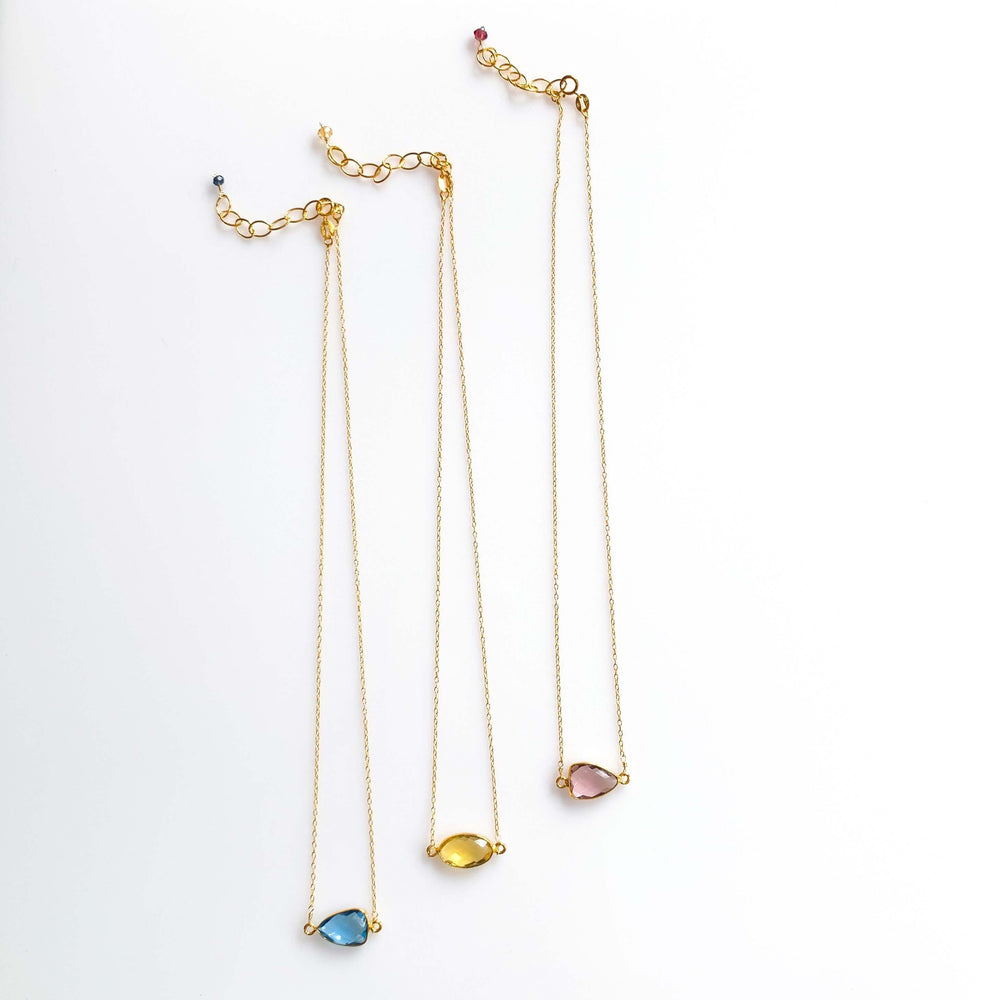 Colorful Bezel-Set Gemstones in a 14k Gold Necklace