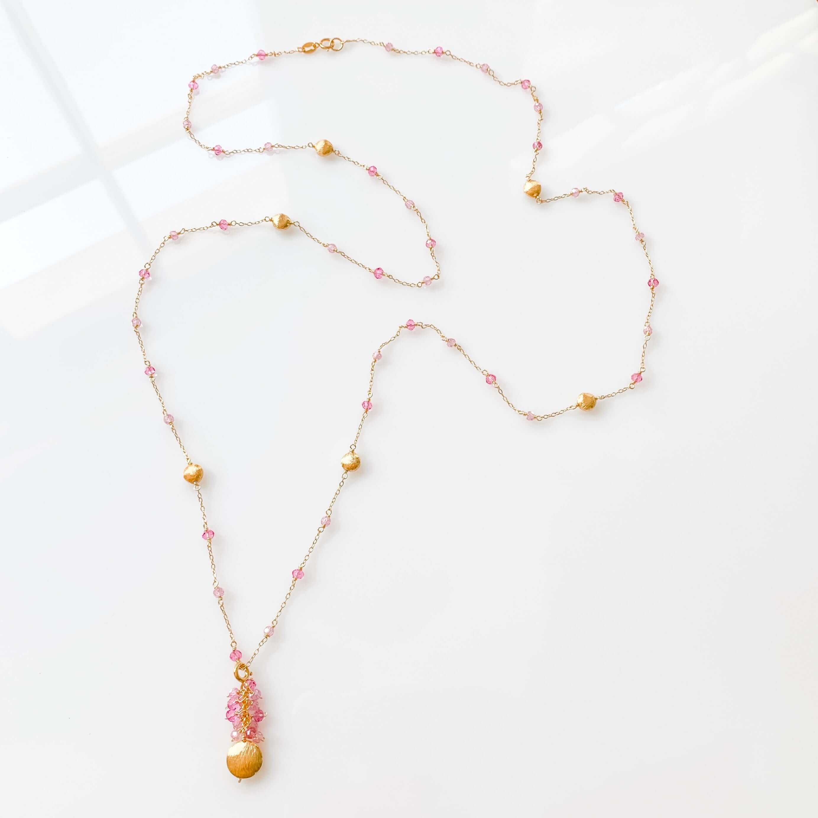 Convertible Gemstone Necklace with Peridot and Pink Quartz