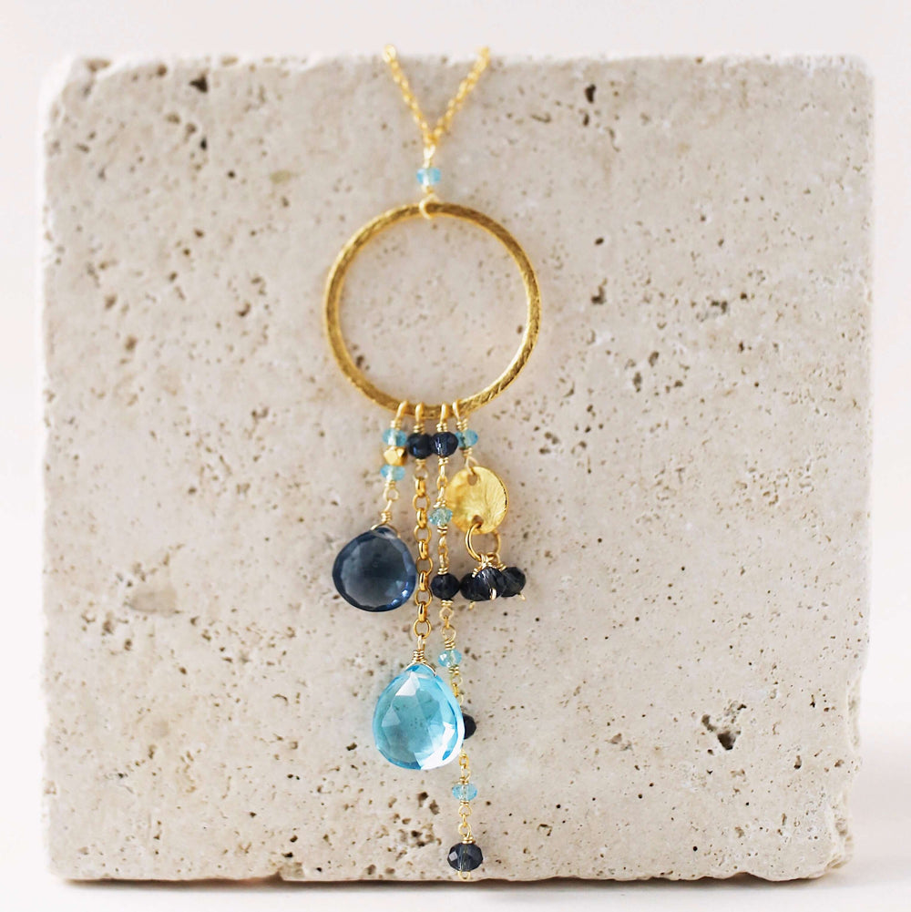 Blue Gemstone Gold Pendant Necklace