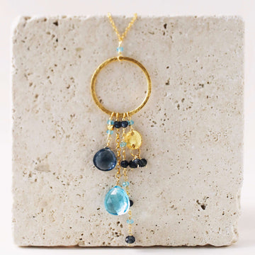 Blue Gemstone Gold Pendant Necklace