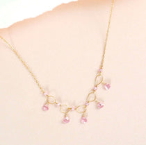 Adjustable Rose Quartz Gemstone Gold  Chain Necklace